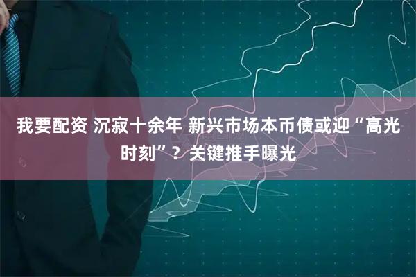 我要配资 沉寂十余年 新兴市场本币债或迎“高光时刻”？关键推手曝光