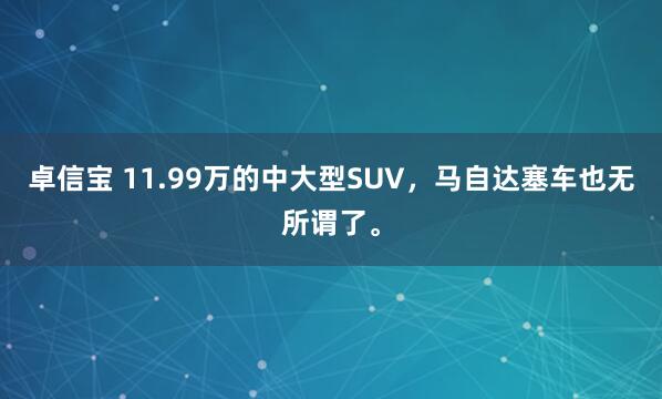 卓信宝 11.99万的中大型SUV，马自达塞车也无所谓了。