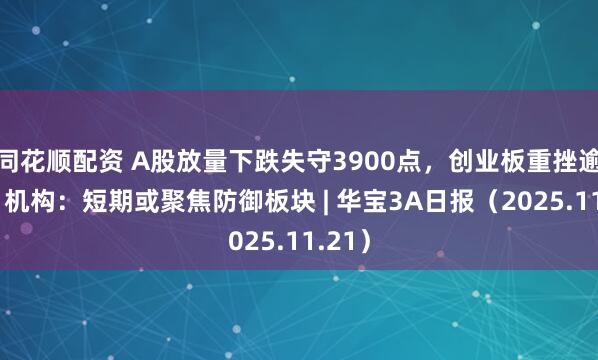 同花顺配资 A股放量下跌失守3900点,创业板重挫逾4%,机构:短期或聚焦防御板块 | 华宝3A日报(2025.11.21)