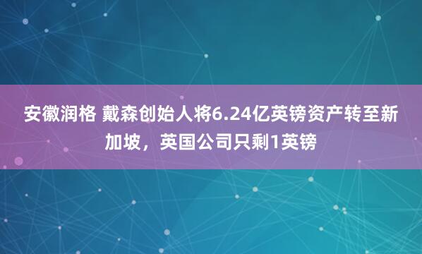 安徽润格 戴森创始人将6.24亿英镑资产转至新加坡,英国公司只剩1英镑